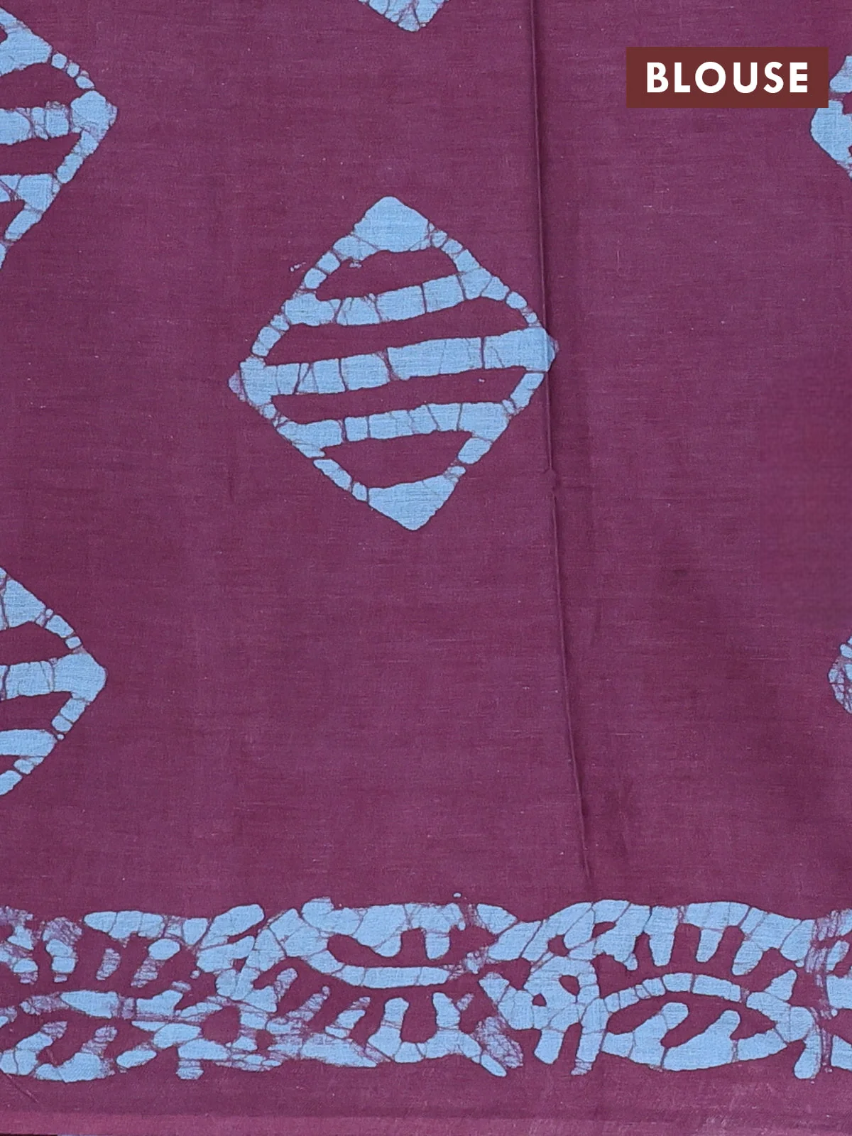 Batik Cotton Printed Saree - Wine shade and Blue